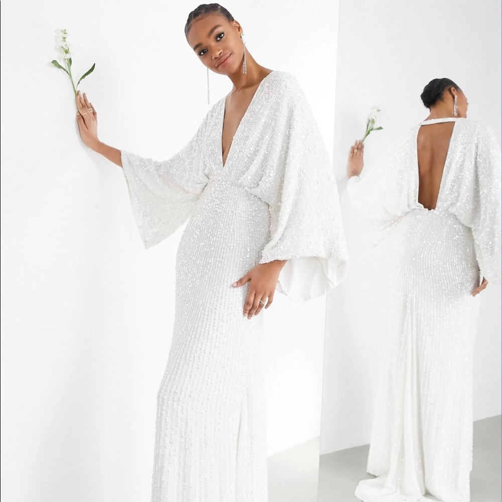 ASOS BRIDAL CIARA SEQUIN KIMONO DRESS